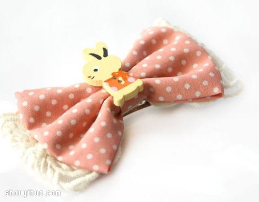 带波点蝴蝶结发卡diy手工制作图解教程