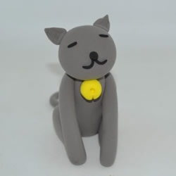 超轻粘土灰猫咪diy 手工制作粘土猫咪图解