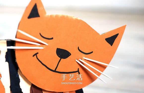 幼儿手工 幼儿园手工制作猫咪 硬纸板小猫的做法图解 幼儿园
