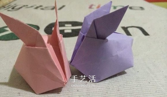 立体兔子的简单折法儿童手工折纸兔子图解