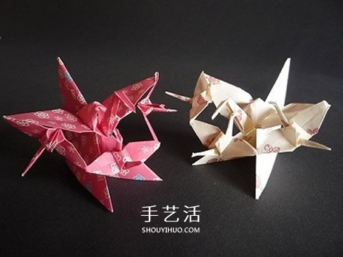 连体千纸鹤的折法图解一张纸折出三只纸鹤
