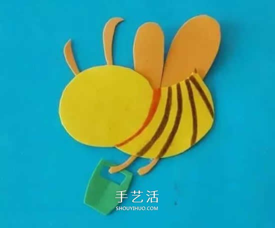 海绵纸剪贴手工 简单做一只可爱的小蜜蜂 - www.shouyihuo.com