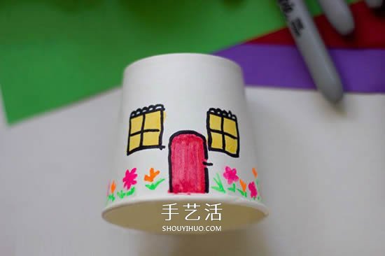 纸杯房子的做法图片 手工幼儿园小房子的制作 - www.shouyihuo.com