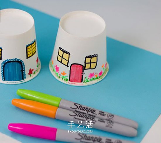 纸杯房子的做法图片 手工幼儿园小房子的制作 - www.shouyihuo.com
