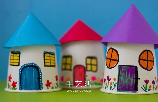 纸杯房子的做法图片 手工幼儿园小房子的制作 - www.shouyihuo.com