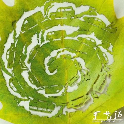 树叶上的精巧雕刻 -  www.shouyihuo.com