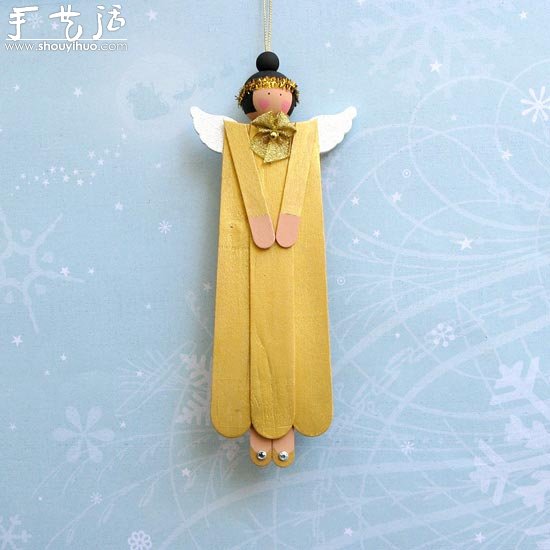 冰棍棒手工DIY天使挂饰 -  www.shouyihuo.com