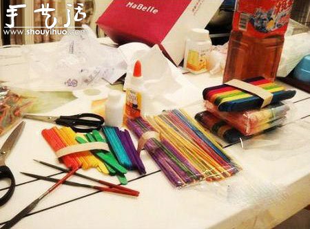 冰棍木条手工DIY漂亮秋千 -  www.shouyihuo.com