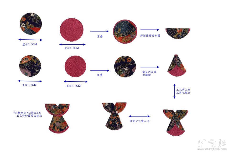 日本和服小纸人书签的折纸教程 -  www.shouyihuo.com