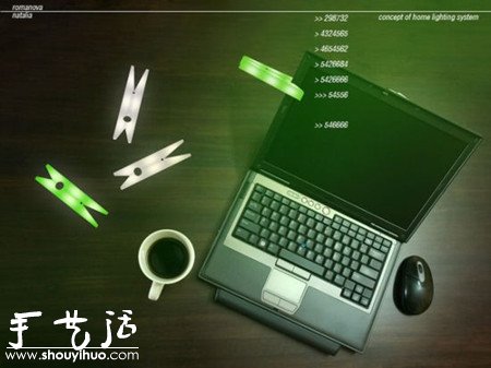 可回收材料制作的衣服夹状LED台灯 -  www.shouyihuo.com