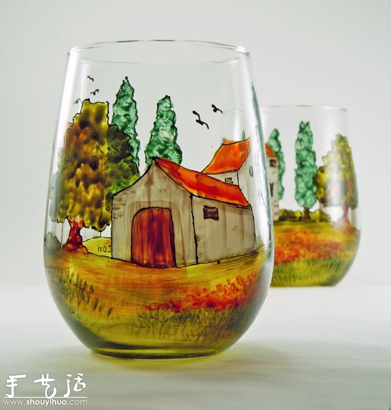 玻璃瓶彩绘：装在瓶子里的普罗旺斯 -  www.shouyihuo.com