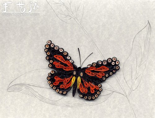 花草蝴蝶漂亮卷纸作品欣赏 -  www.shouyihuo.com