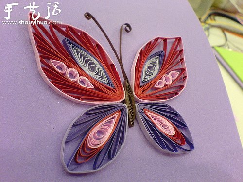 花草蝴蝶漂亮卷纸作品欣赏 -  www.shouyihuo.com