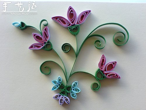 花鸟十字架卷纸作品欣赏 -  www.shouyihuo.com