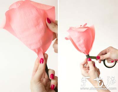 剪纸制作超逼真玫瑰花的教程 -  www.shouyihuo.com