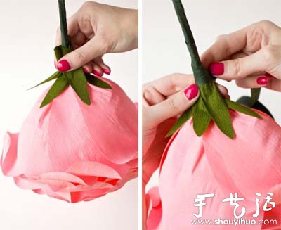 剪纸制作超逼真玫瑰花的教程 -  www.shouyihuo.com