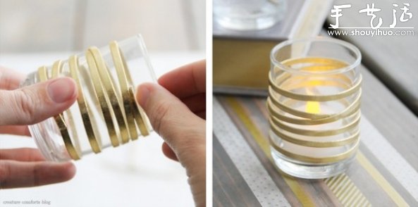 玻璃杯简单DIY 变成浪漫蜡烛杯的教程 -  www.shouyihuo.com