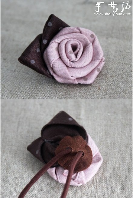 发饰手工DIY教程：玫瑰花发圈 -  www.shouyihuo.com