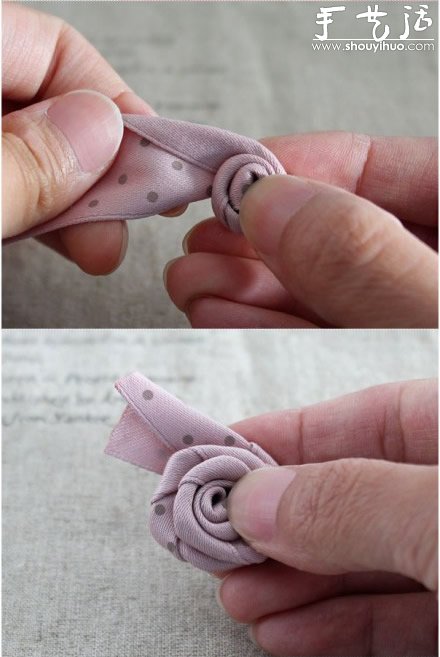 发饰手工DIY教程：玫瑰花发圈 -  www.shouyihuo.com