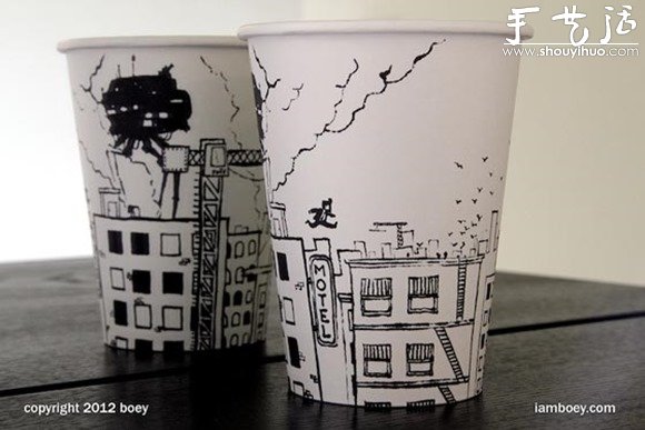 一次性纸杯的有趣涂鸦 -  www.shouyihuo.com