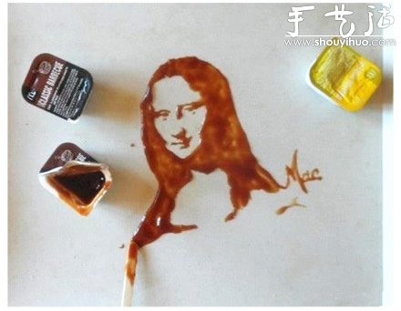将洒出的酒等DIY成生动的人物肖像 -  www.shouyihuo.com