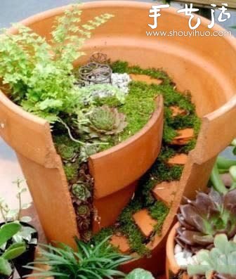 破损花盆变废为宝 -  www.shouyihuo.com