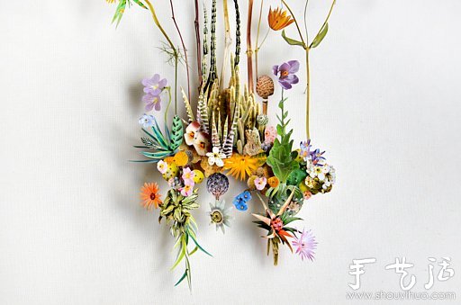 纸花和树枝DIY的精美纸艺作品 -  www.shouyihuo.com
