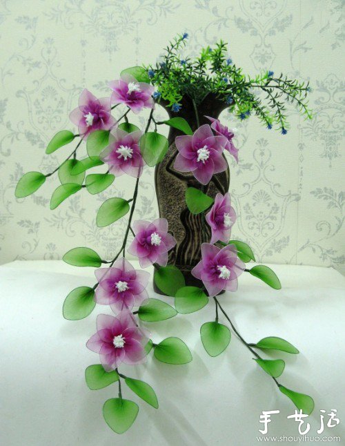 铁丝+丝网花DIY铁线莲的制作方法 -  www.shouyihuo.com