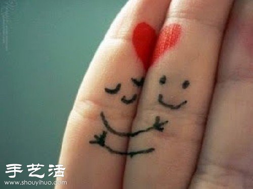 手指+简笔画 DIY温馨浪漫“爱相随” -  www.shouyihuo.com