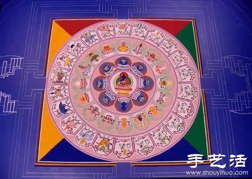 “繁华，不过是一掬细沙” 沙子绘制的佛学图案  -  www.shouyihuo.com