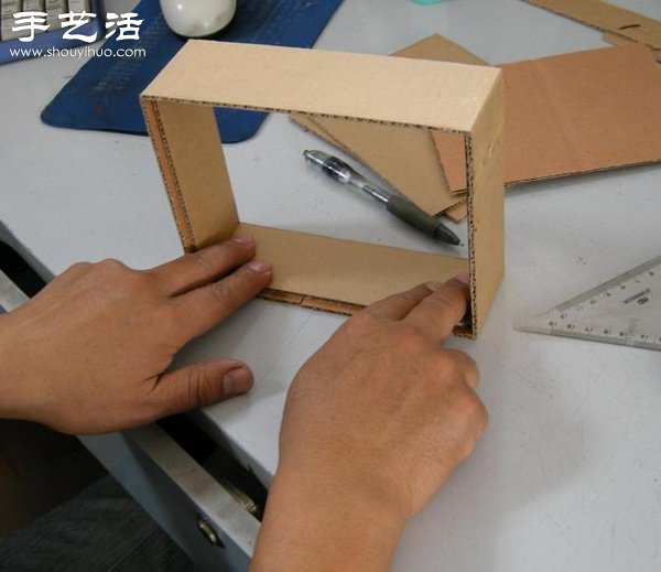 硬纸板废物利用DIY精致收纳柜 -  www.shouyihuo.com