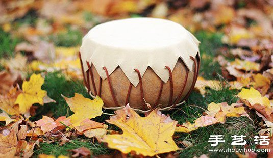 干葫芦+皮革 DIY制作可爱玩具鼓 -  www.shouyihuo.com