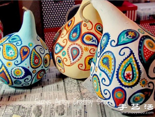 葫芦创意手工制作可爱大公鸡手工艺品 -  www.shouyihuo.com