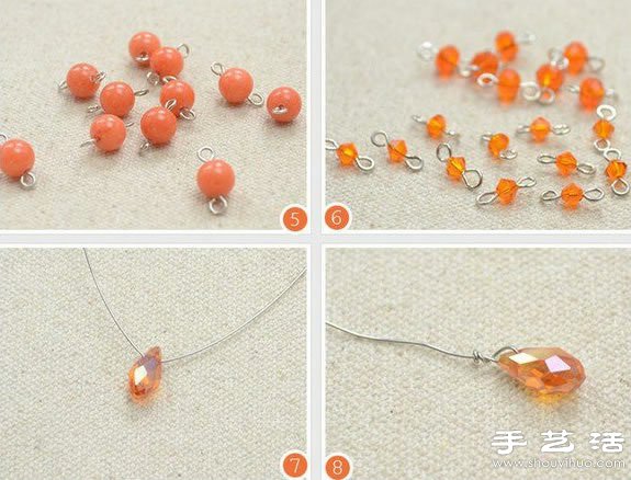 水晶珠/串珠/水钻+铁丝 手工制作时尚优雅项链 -  www.shouyihuo.com