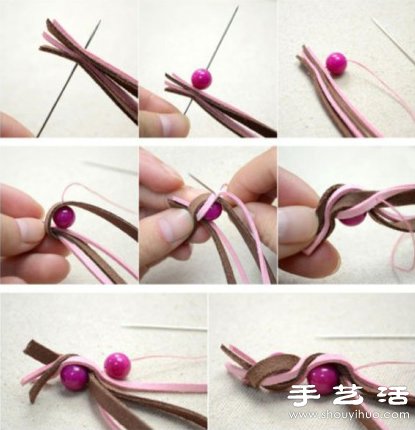 漂亮皮革串珠手链DIY手工制作教程 -  www.shouyihuo.com