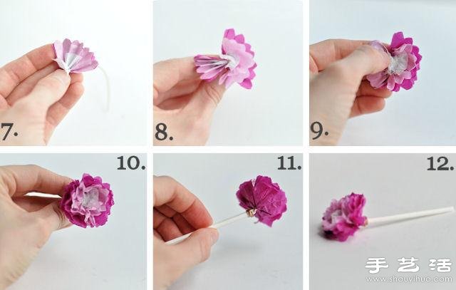 皱纹纸+铜丝+吸管 小清新手工纸花的做法 -  www.shouyihuo.com