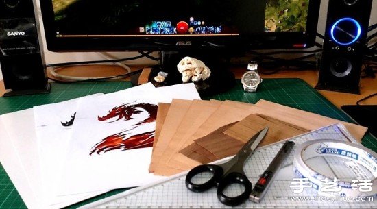 《激战2》主题木片贴画手工制作教程 -  www.shouyihuo.com