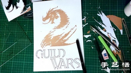 《激战2》主题木片贴画手工制作教程 -  www.shouyihuo.com
