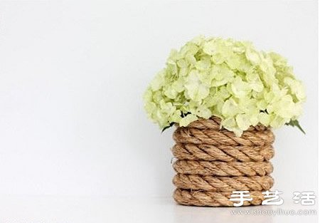 玻璃瓶/玻璃杯/玻璃罐+麻绳 手工制作花瓶 -  www.shouyihuo.com