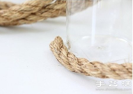 玻璃瓶/玻璃杯/玻璃罐+麻绳 手工制作花瓶 -  www.shouyihuo.com