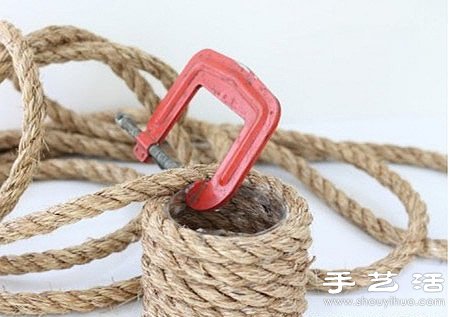 玻璃瓶/玻璃杯/玻璃罐+麻绳 手工制作花瓶 -  www.shouyihuo.com