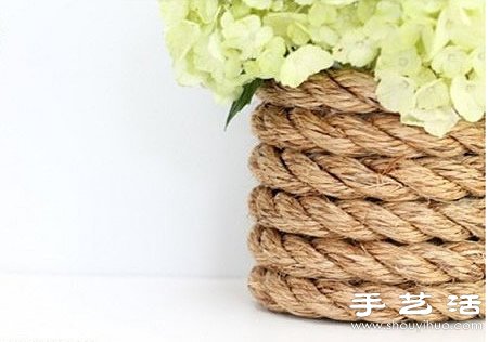 玻璃瓶/玻璃杯/玻璃罐+麻绳 手工制作花瓶 -  www.shouyihuo.com