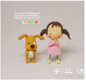小女孩狗狗玩偶软陶/超轻粘土手工制作图解 -  www.shouyihuo.com