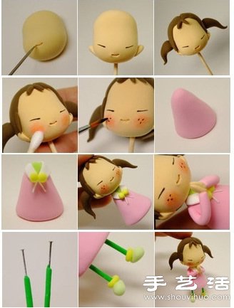 小女孩狗狗玩偶软陶/超轻粘土手工制作图解 -  www.shouyihuo.com