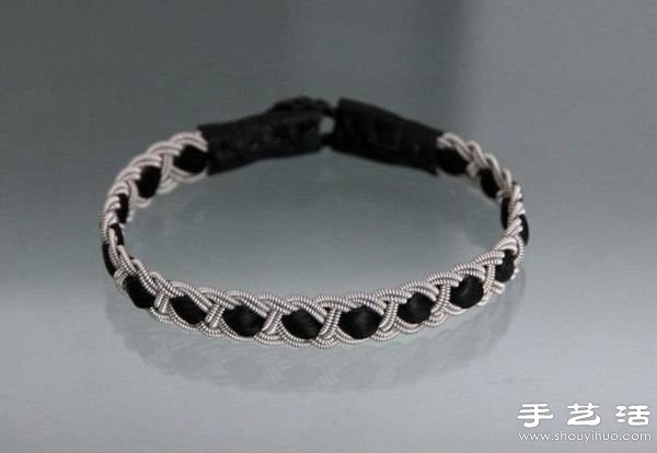 皮革+金属链/串珠链 手工制作古典编织手链 -  www.shouyihuo.com