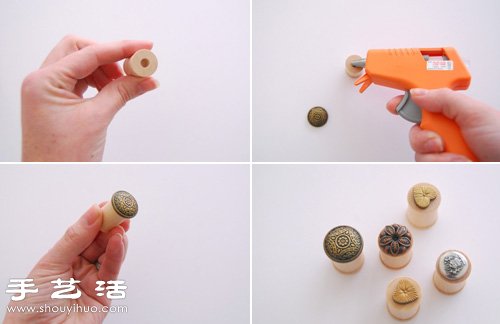 纽扣+木线轴 DIY手工制作复古蜡泥封印 -  www.shouyihuo.com
