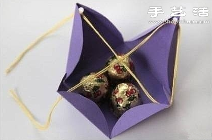手工金字塔形状糖果包装盒制作图解教程 -  www.shouyihuo.com