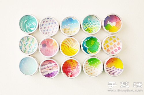 铁盒创意改造 DIY梦幻般水彩图案 -  www.shouyihuo.com