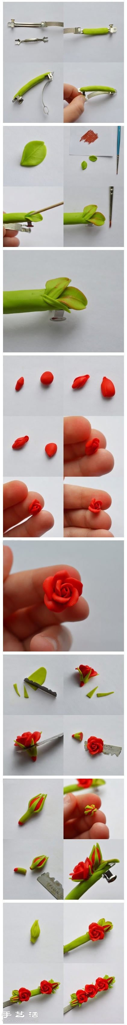 粘土手工DIY漂亮牡丹花发夹 -  www.shouyihuo.com