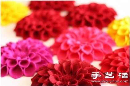 不织布教程：多层花瓣胸花DIY手工制作 -  www.shouyihuo.com